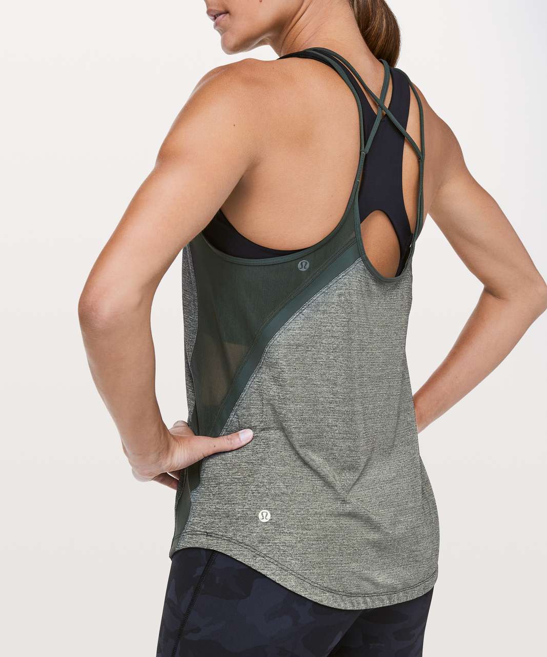 Lululemon Run Off-Route Tank - Heathered Camo Green / Camo Green - lulu ...