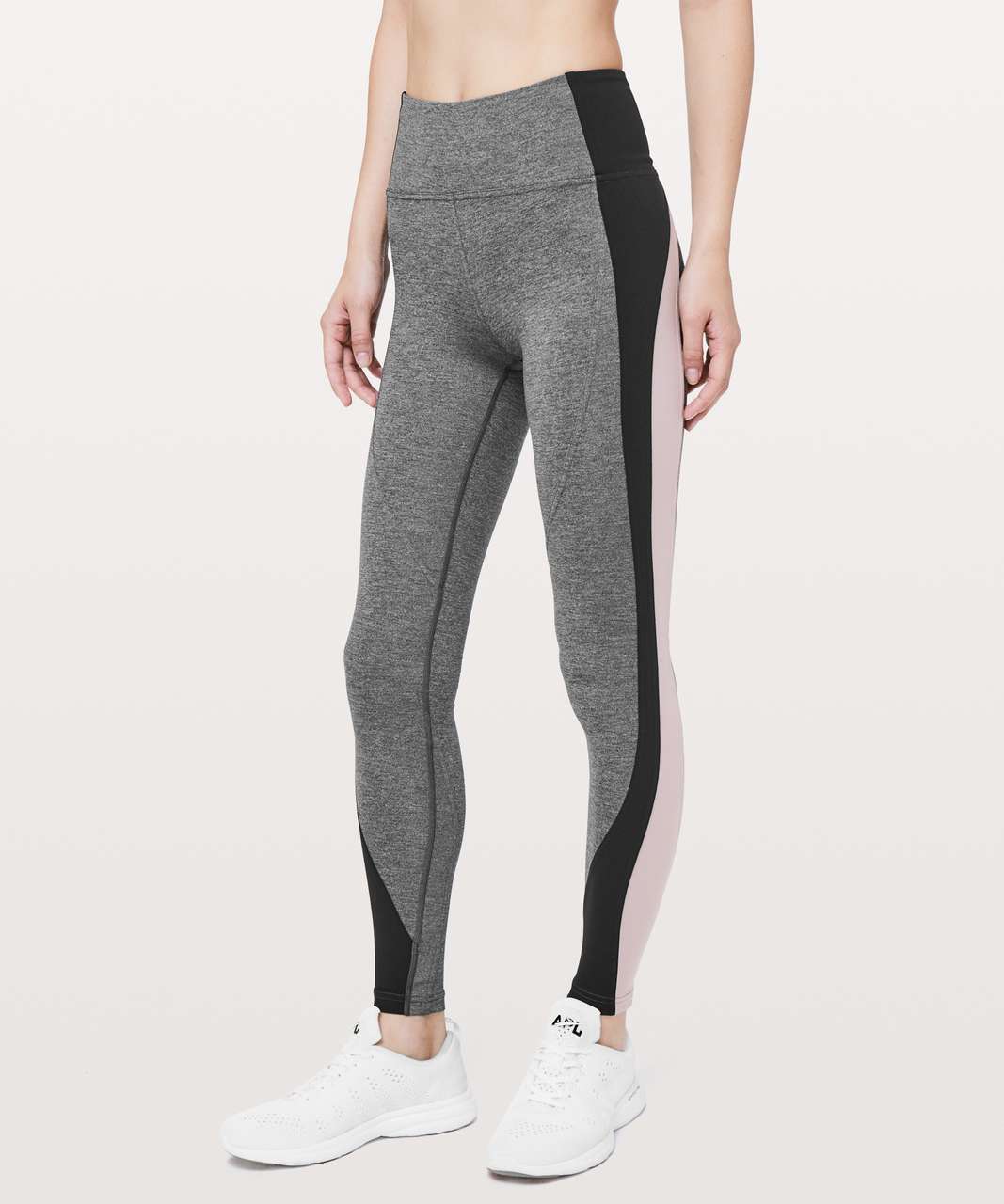 Lululemon Get Going Train Tight *28" - Heathered Black / Black / Smoky Blush