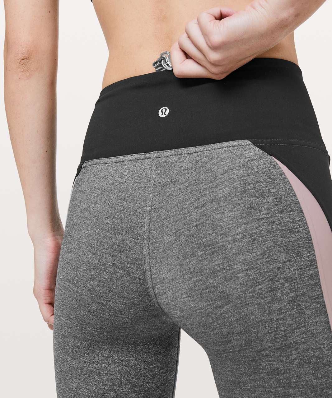 Lululemon Get Going Train Tight *28 - Heathered Black / Black / Smoky  Blush - lulu fanatics