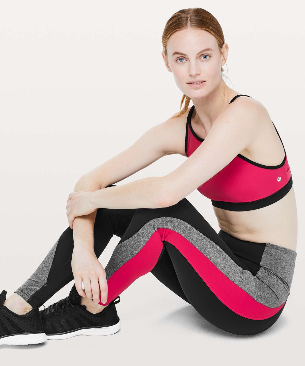 Lululemon Get Going Train Tight *28" - Black / Heathered Black / Flamenco Red