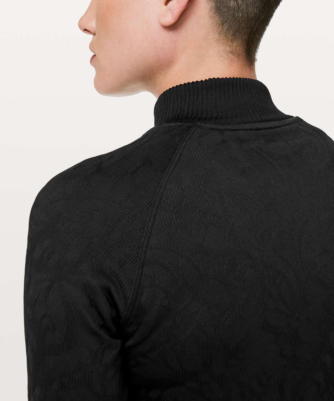 NEW Women Lululemon Rest Less Cropped Half-Zip Herringbone Fade Black Size  8