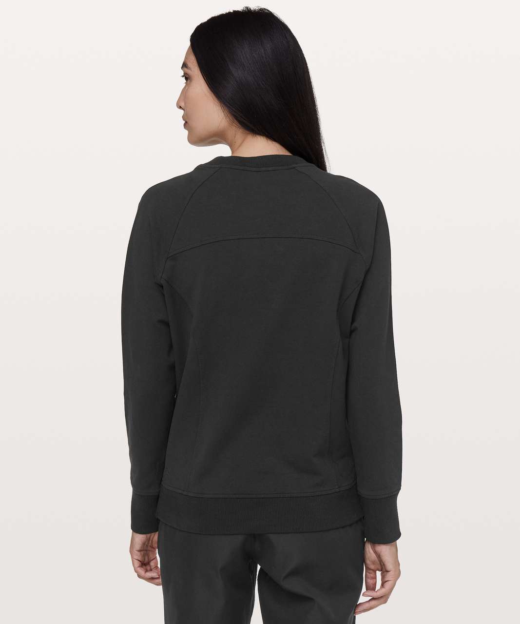 Lululemon 6 Black Scuba Crew Neck Kangaroo Pocket Pullover