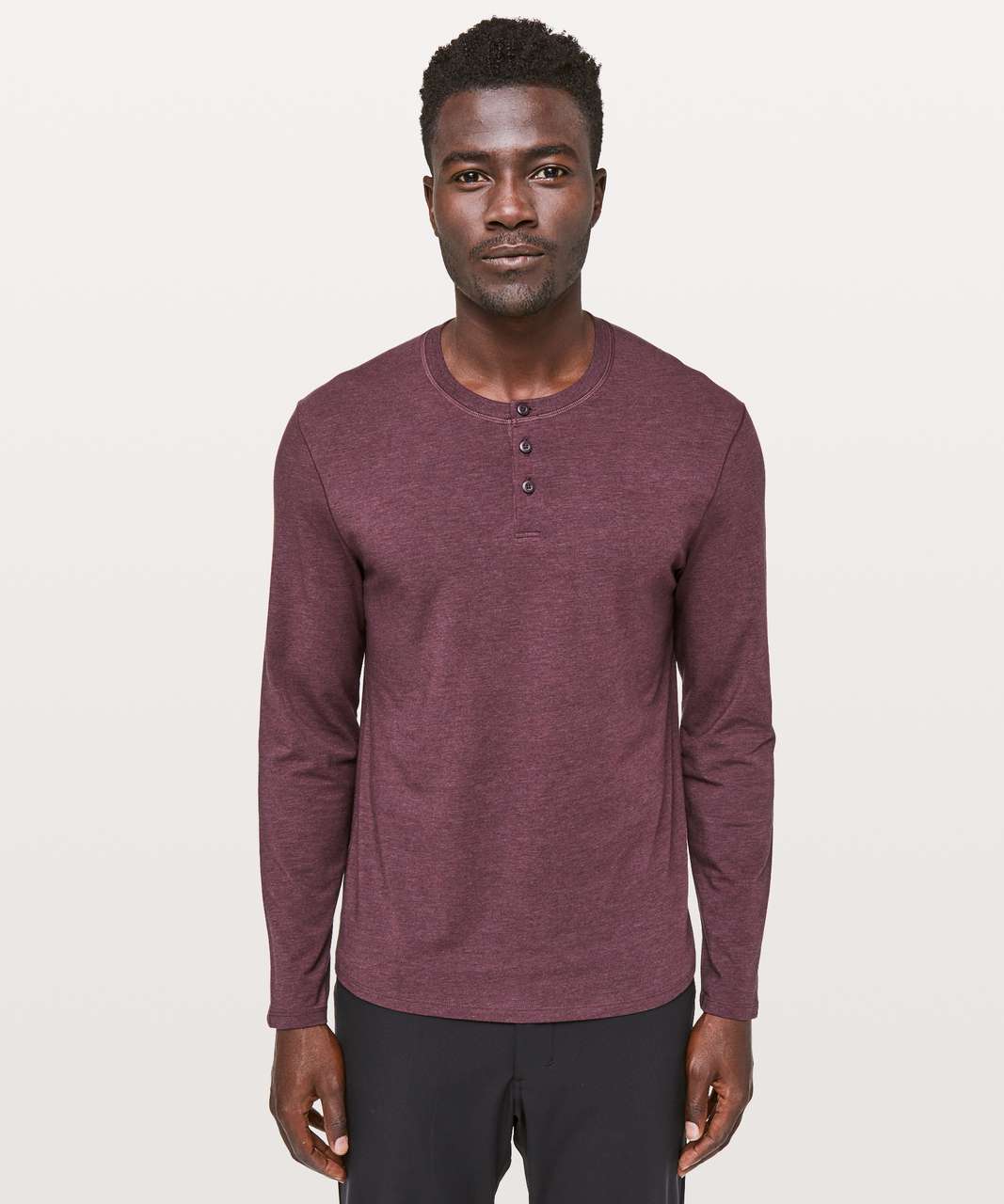 Lululemon 5 Year Basic Long Sleeve Henley - Heathered Black Plum