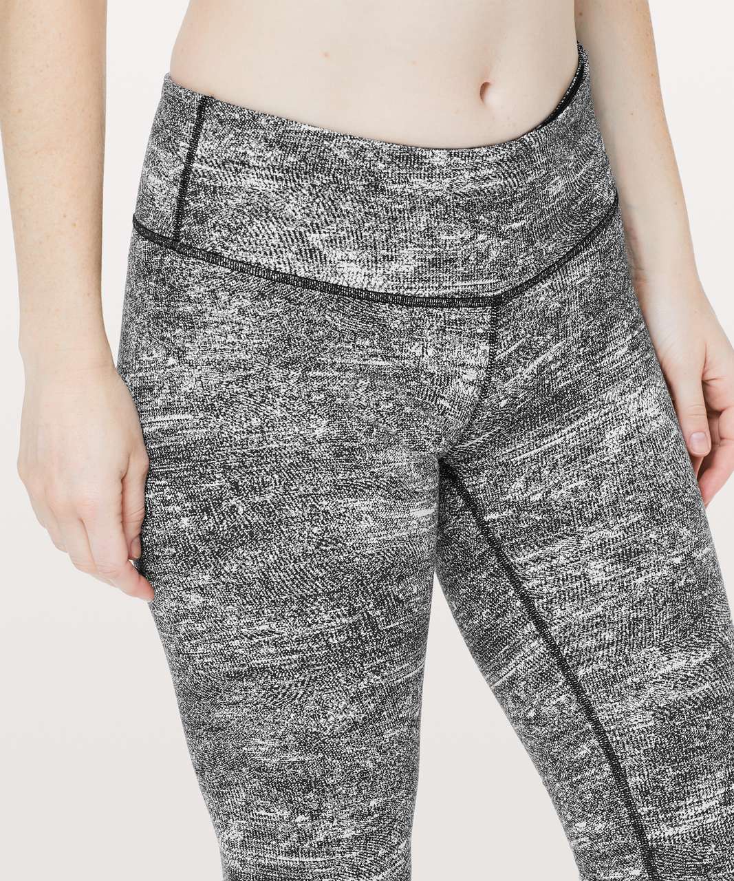 Lululemon Wunder Under Crop (Hi-Rise) *21 - Luon Variegated Knit Black  Heathered Black - lulu fanatics