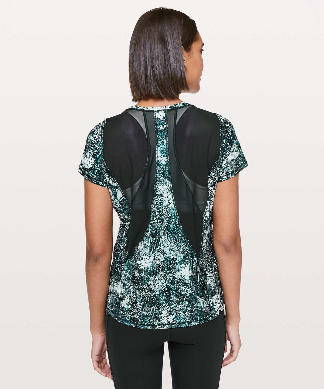 Lululemon Seek The Heat Short Sleeve - Wildwood White Multi / Nocturnal Teal