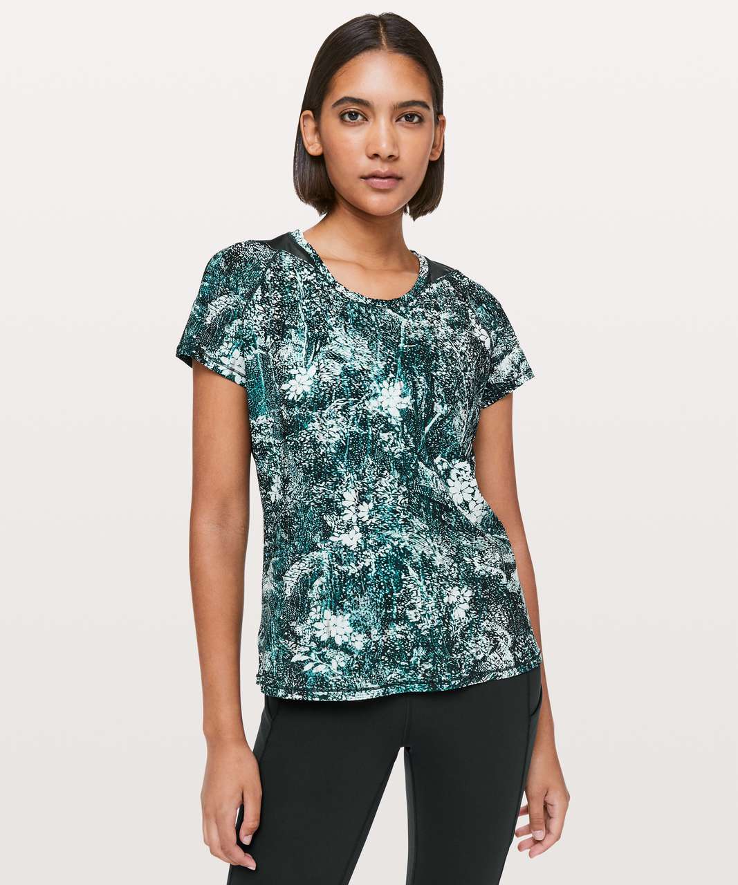 Lululemon Seek The Heat Short Sleeve - Wildwood White Multi / Nocturnal Teal