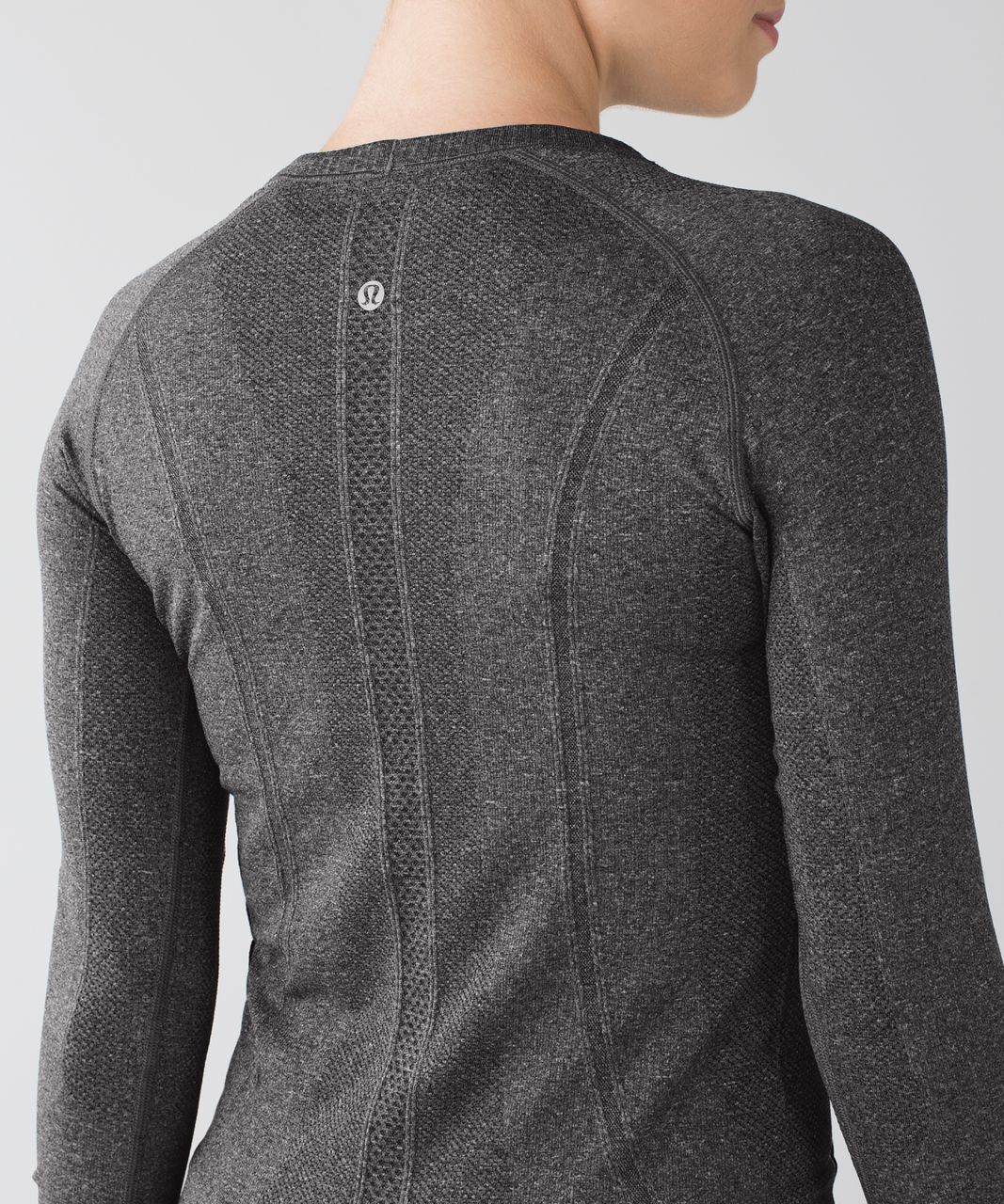 Lululemon Runderful Long Sleeve - Heathered Herringbone Heathered Black  Black / Black - lulu fanatics