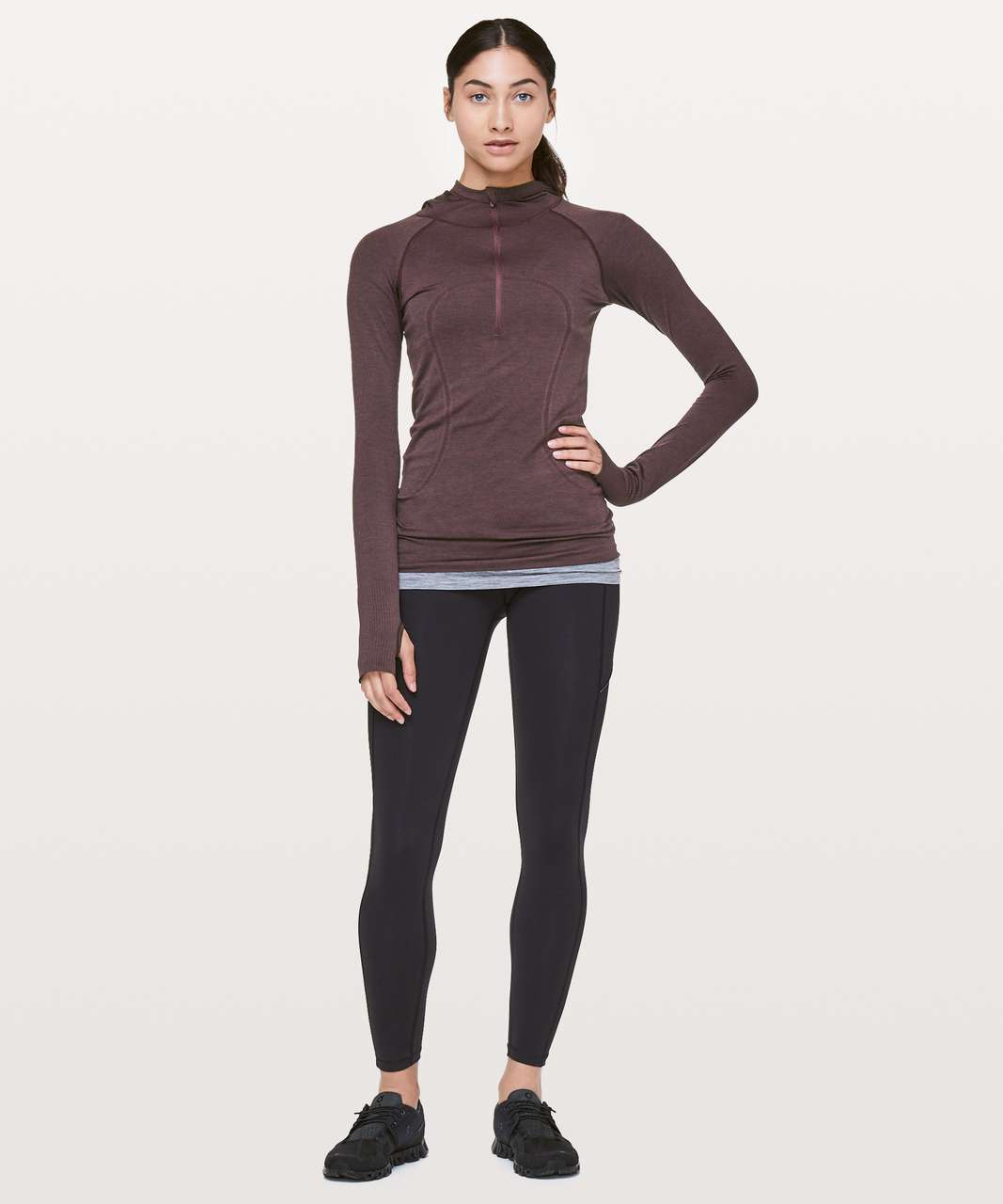 Lululemon Swiftly Tech Hooded 1/2 Zip - Arctic Plum / Black