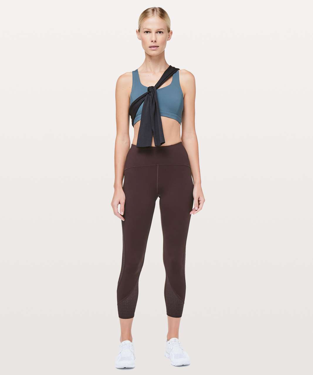 Lululemon Strength & Sweat Crop 23” Laser Cut Floral Mesh Panels