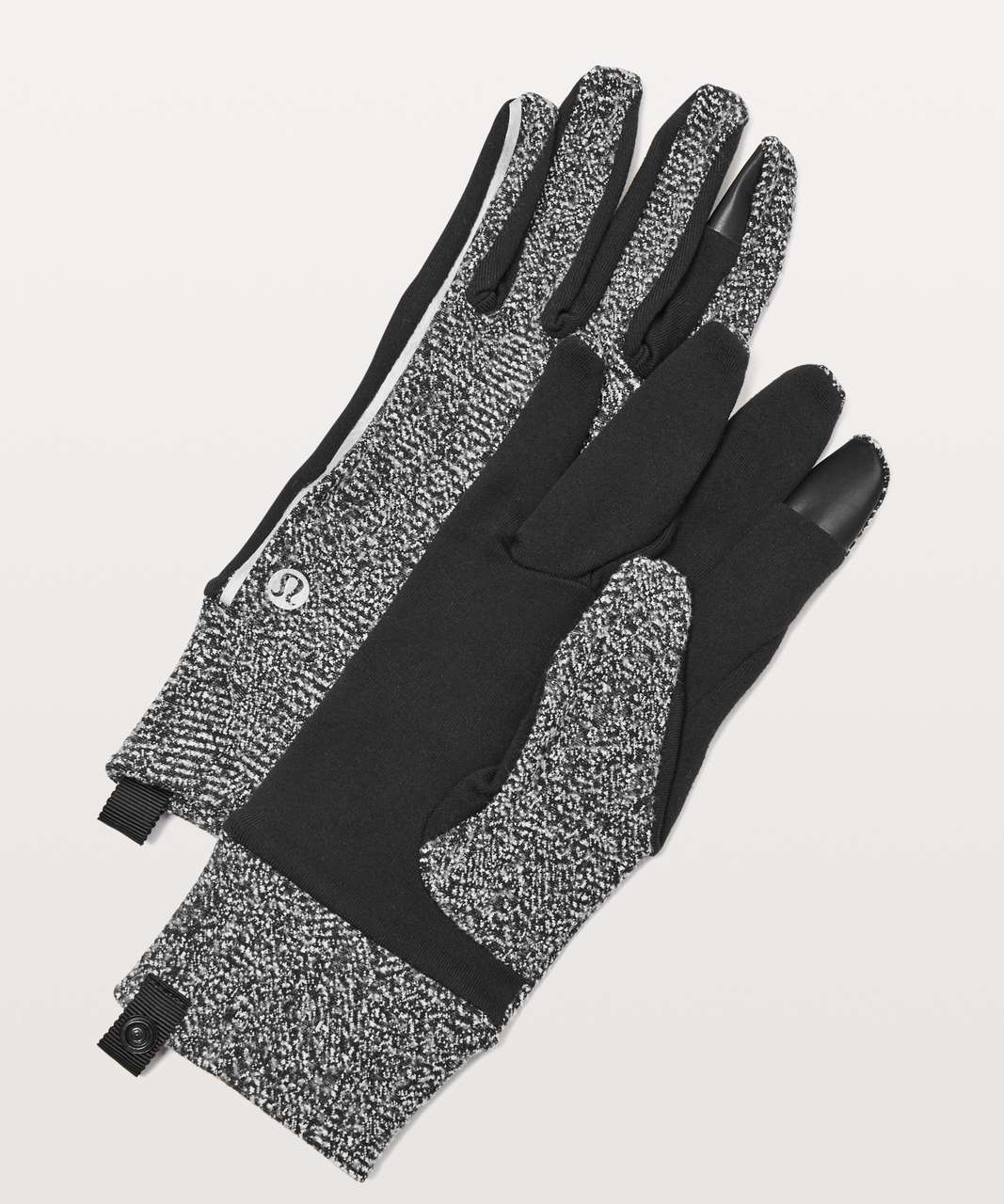 Lululemon Cross Chill Run Gloves - Feathered Jacquard Black White / Black