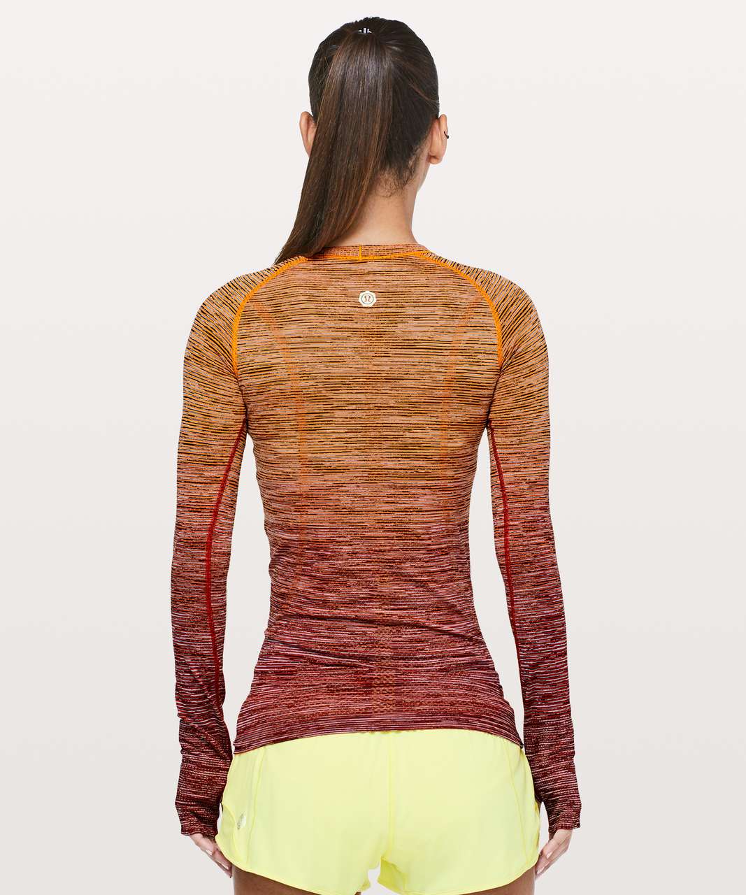 Lululemon Swiftly Tech Long Sleeve Crew *SW - Vivid Amber / White / Hot Heat / Black