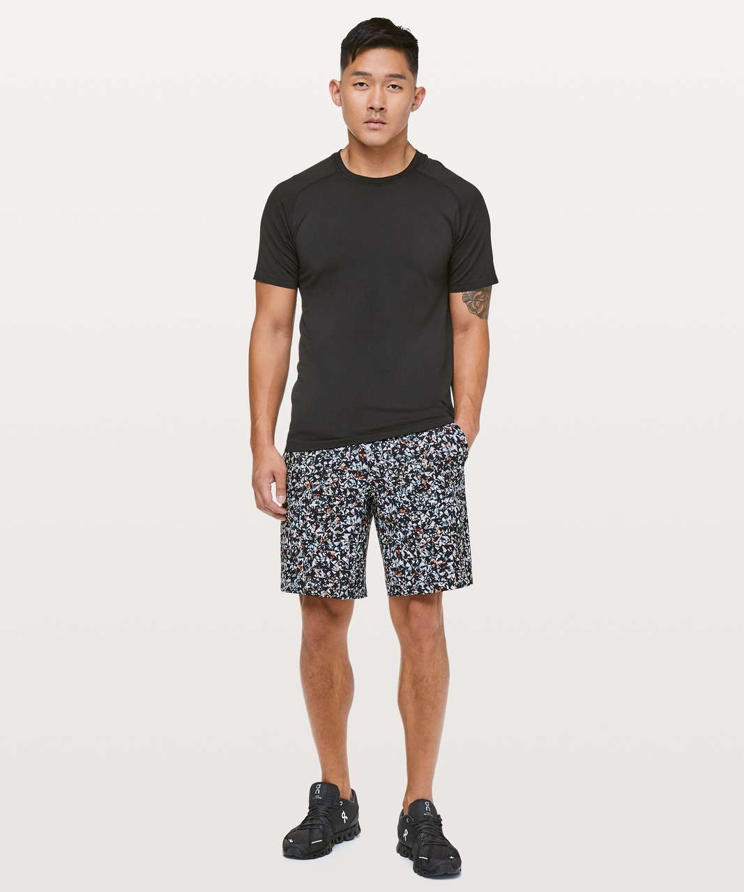 Lululemon - Pace Breaker Short Linerless 9 - Heathered Texture Printed  Mercury Deep Coal - $58.00