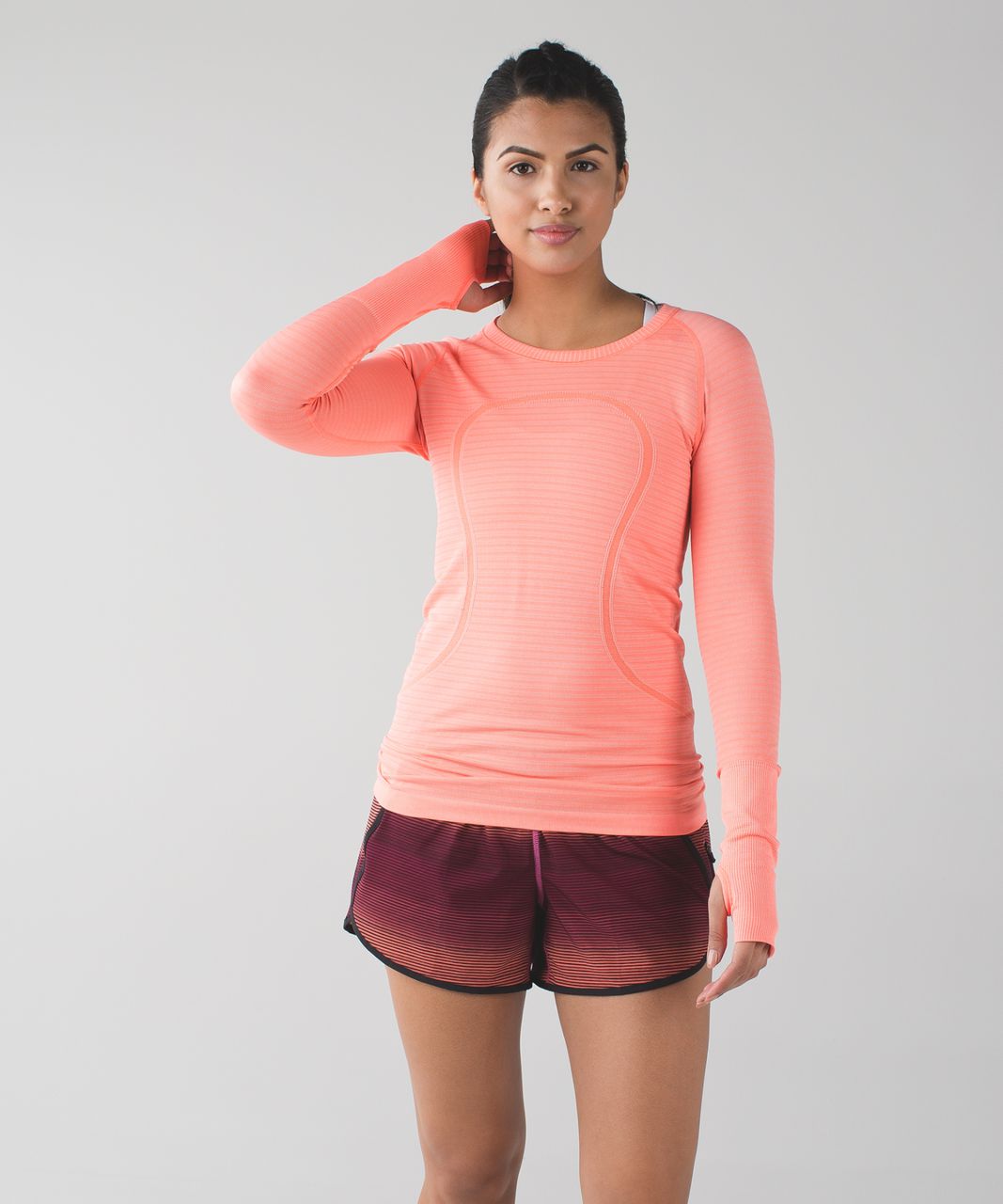 Lululemon Swiftly Tech Long Sleeve Crew - Heathered Neon Pink - lulu  fanatics