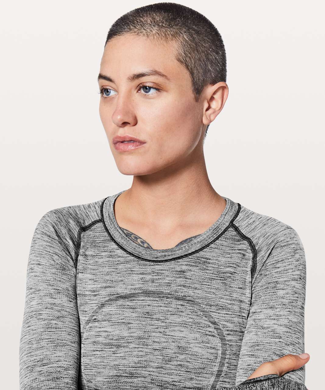 Lululemon Swiftly Tech Long Sleeve Crew - Black / White (Grey Ombre)