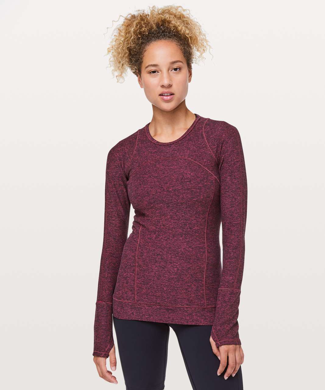 Lululemon Cypress Kiss Long Sleeve - Heathered Star Ruby / Black - lulu ...