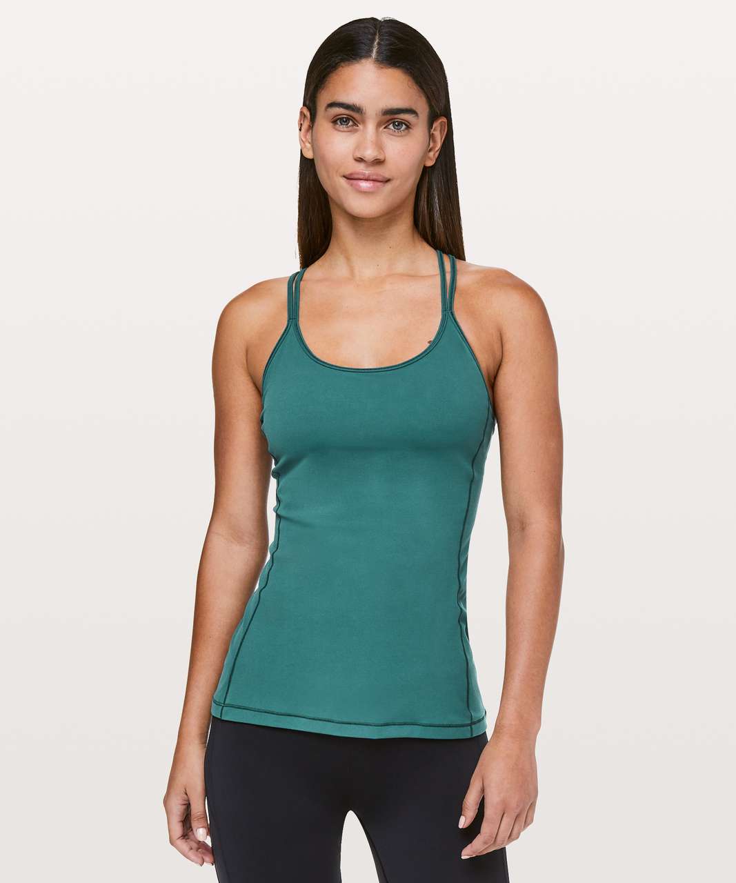 Lululemon Free To Be Wild Tank Top Built in Bra Strappy Open Back Green Size:  4