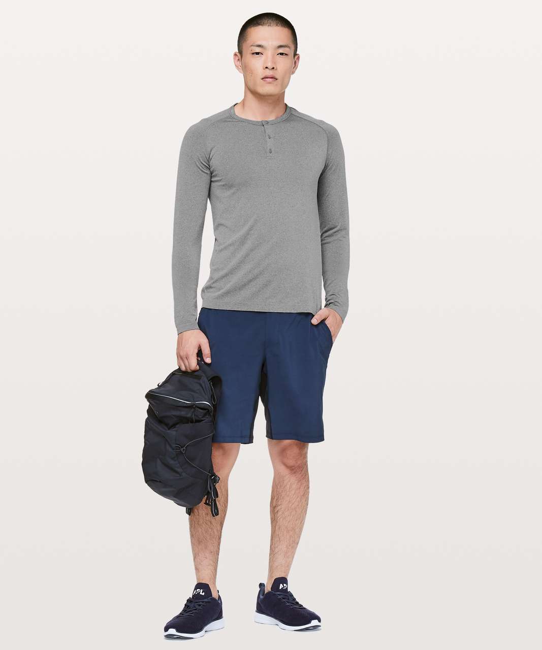 Lululemon Metal Vent Tech Long Sleeve Henley - Black / White - lulu ...