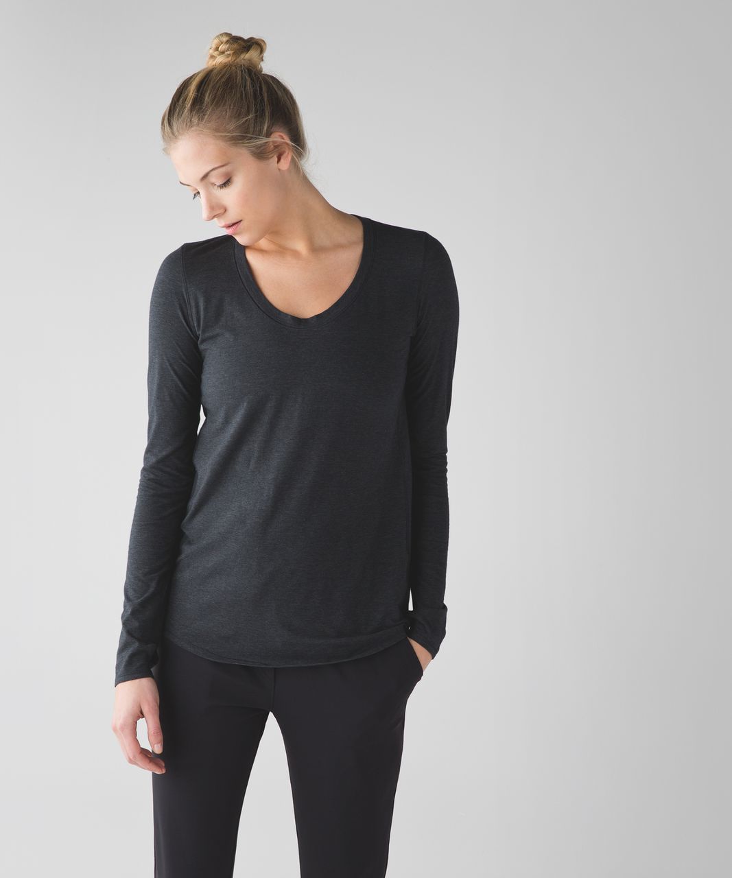 Lululemon Yogi Everyday Long Sleeve - Heathered Black