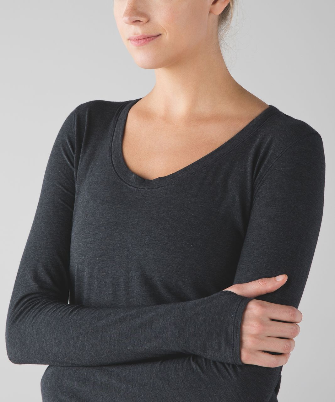 Lululemon Yogi Everyday Long Sleeve - Heathered Black