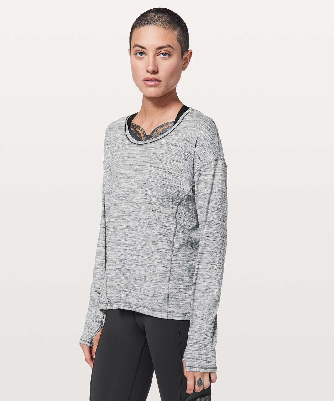 Lululemon Sweat Embrace Long Sleeve - Space Dye Camo Seal Grey Deep Coal