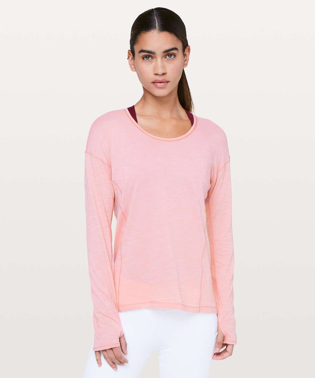 Lululemon Sweat Embrace Long Sleeve - Heathered Rose Tea