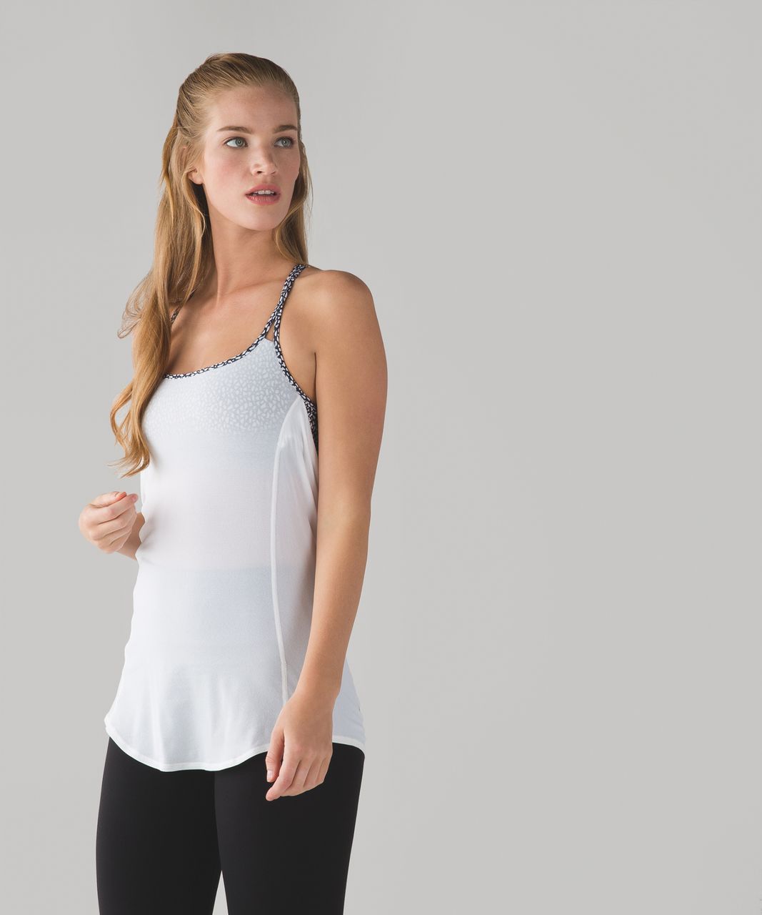 Lululemon Lighten Up Tank - White / Miss Mosaic Black / Deep Coal