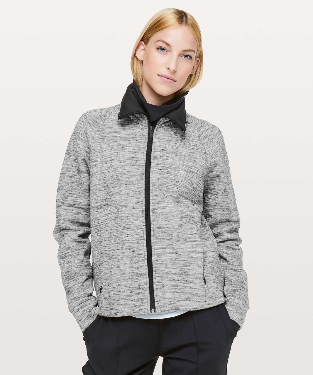 Lululemon Snuggle Up Jacket - Heathered Space Dyed Black Slub / Black ...