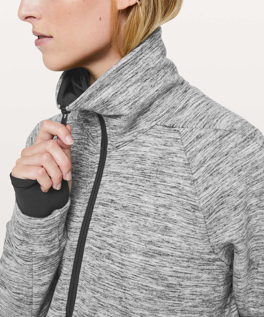 Lululemon Cozy Cuddle Up Jacket - Heathered Black / Black - lulu fanatics