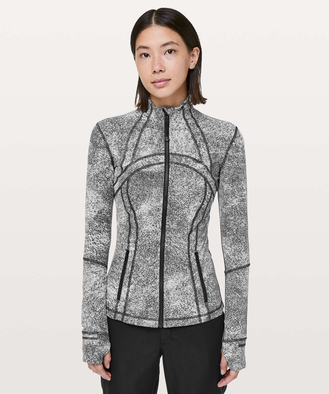 Lululemon Define Jacket - Luon Spray Jacquard White Black - lulu fanatics