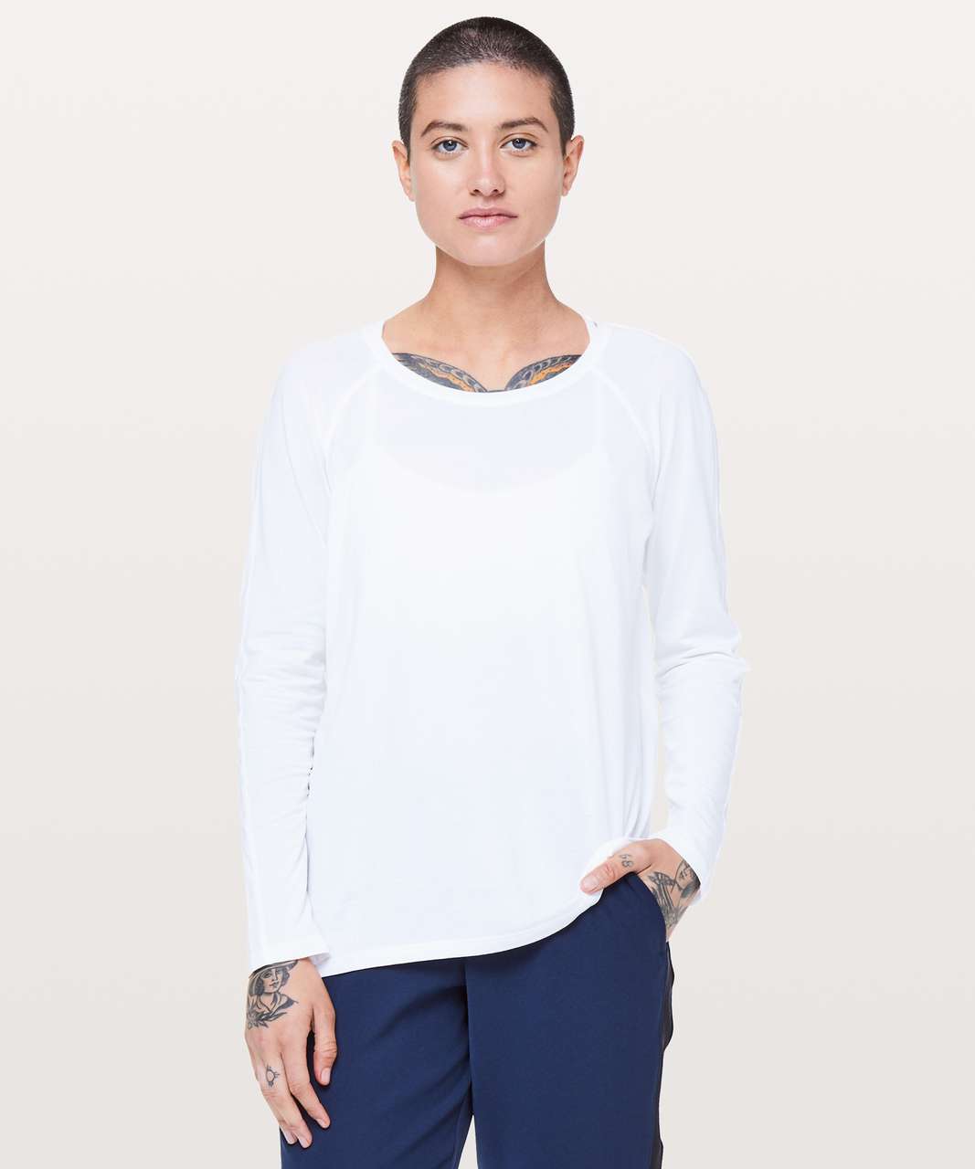 Lululemon Emerald Long Sleeve - White (Second Release) - lulu fanatics