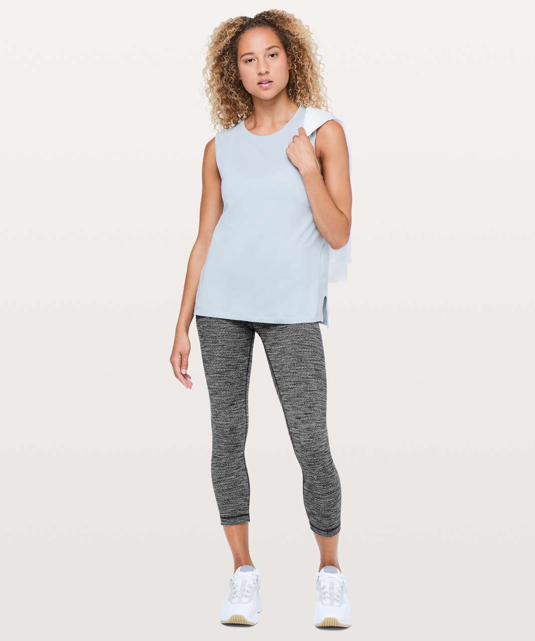 Lululemon Wunder Under Crop (Hi-Rise) *21" - Luon Variegated Knit Black Heathered Black