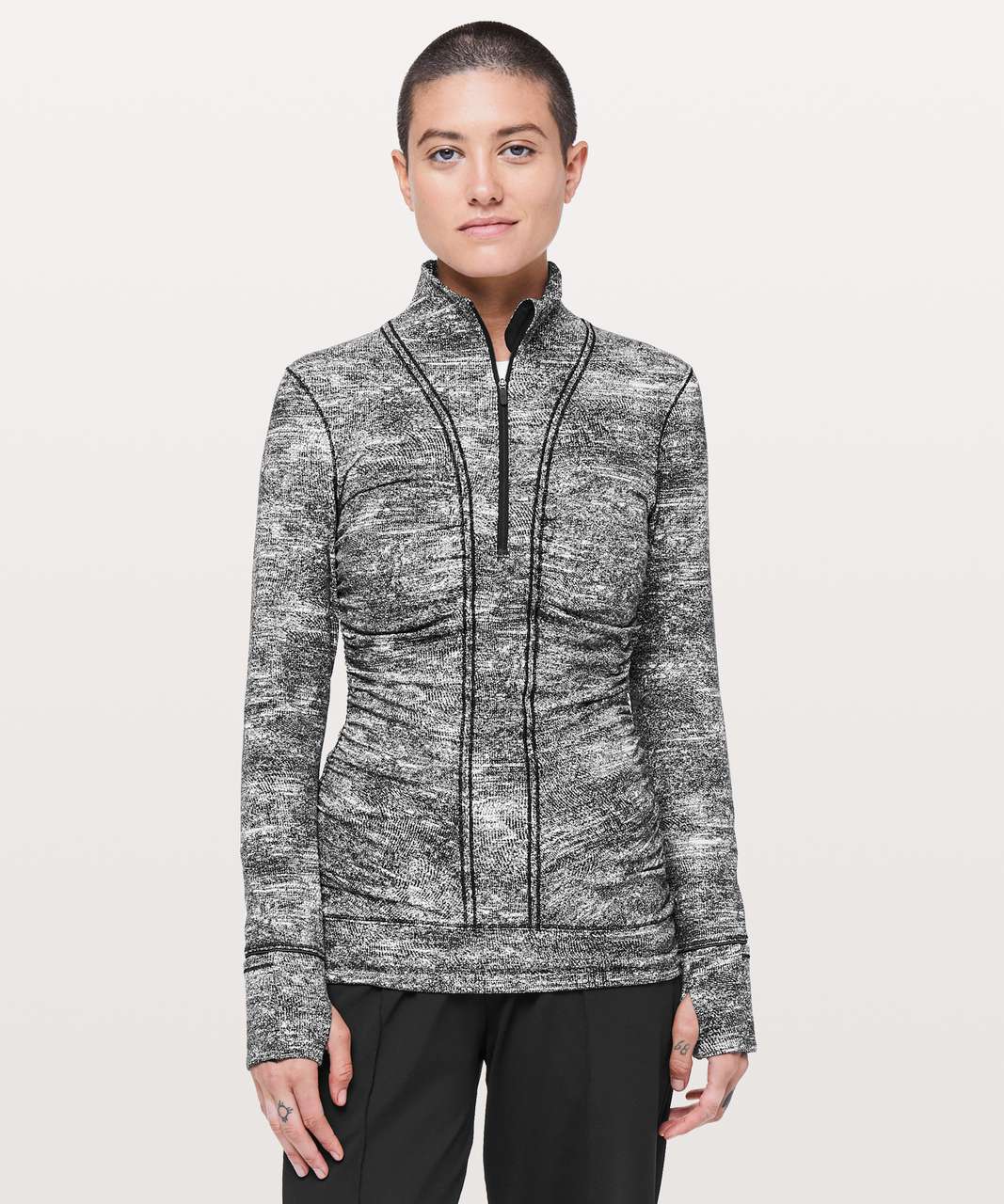 Lululemon Cypress Kiss 1/2 Zip - Rush Jacquard Black White