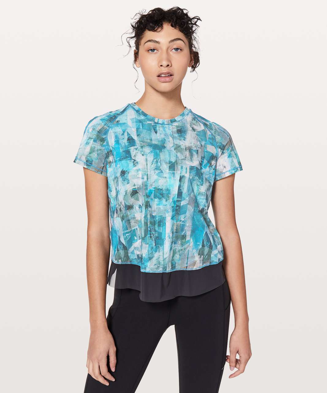 Lululemon Quick Pace Short Sleeve - Sun Dazed Multi Blue / Super Dark