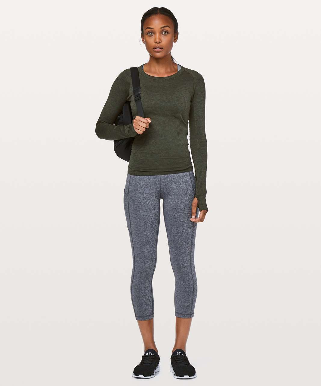 Lululemon Swiftly Tech Long Sleeve Crew - Camo Green / Black