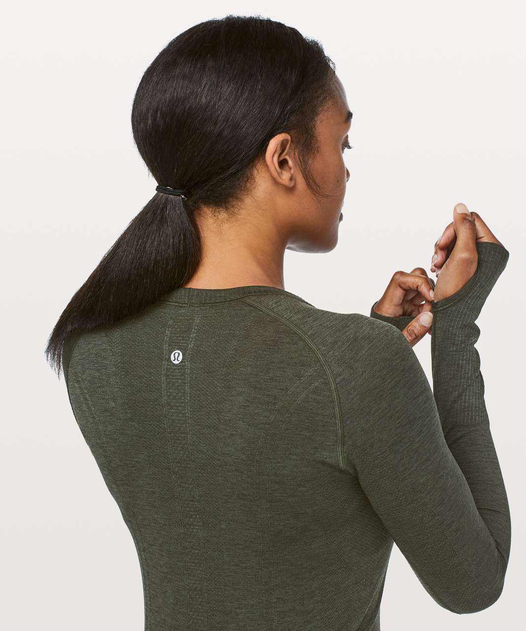 Lululemon Swiftly Tech Long Sleeve Crew - Camo Green / Black