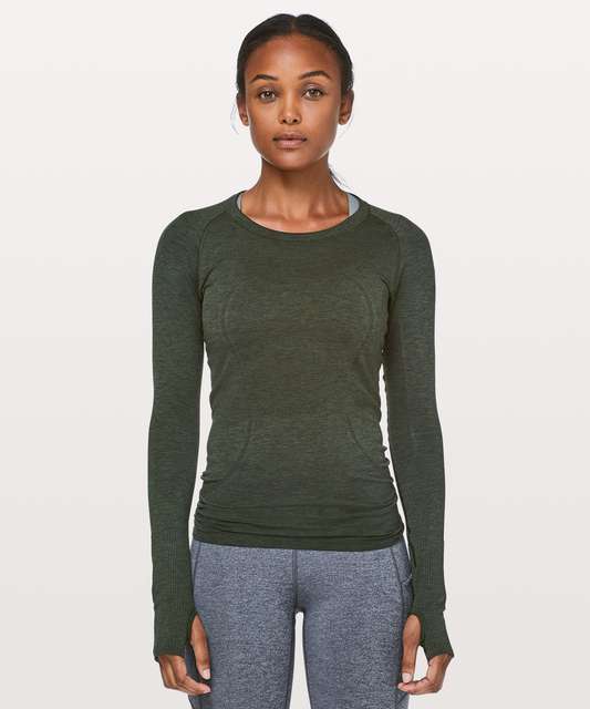 Lululemon Swiftly Tech Long Sleeve Crew - Black / Sapphire Blue - lulu ...