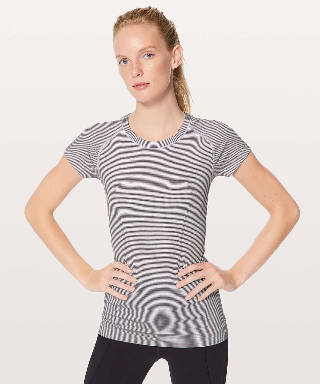 Lululemon Swiftly Tech Short Sleeve Crew - White / White / Black (Striped)