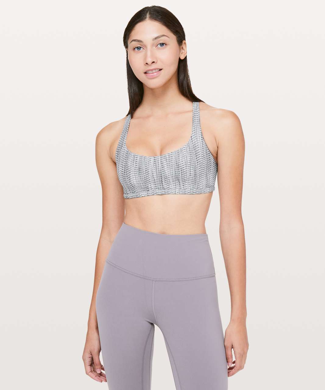 Lululemon Free To Be Bra (Wild) - Power Luxtreme Arrow Jacquard Battleship Silver Spoon