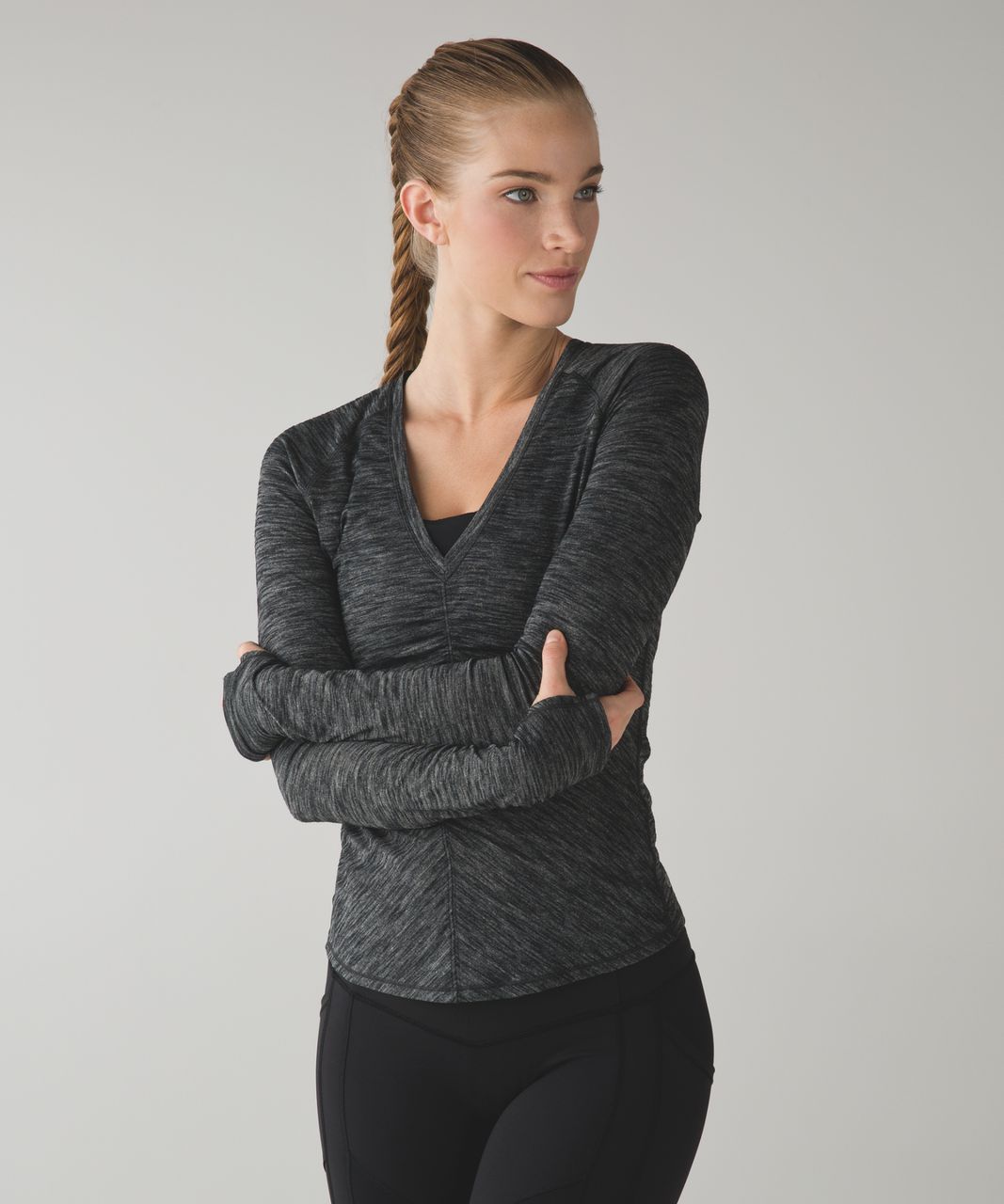 Lululemon Interval Long Sleeve - Heathered Black