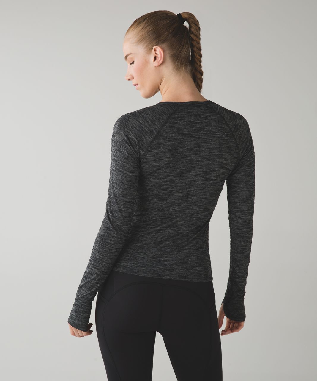 NWT Lululemon Think Fast Long Sleeve ~SIZE:2~Heathered Herringbone  Heathered Bla