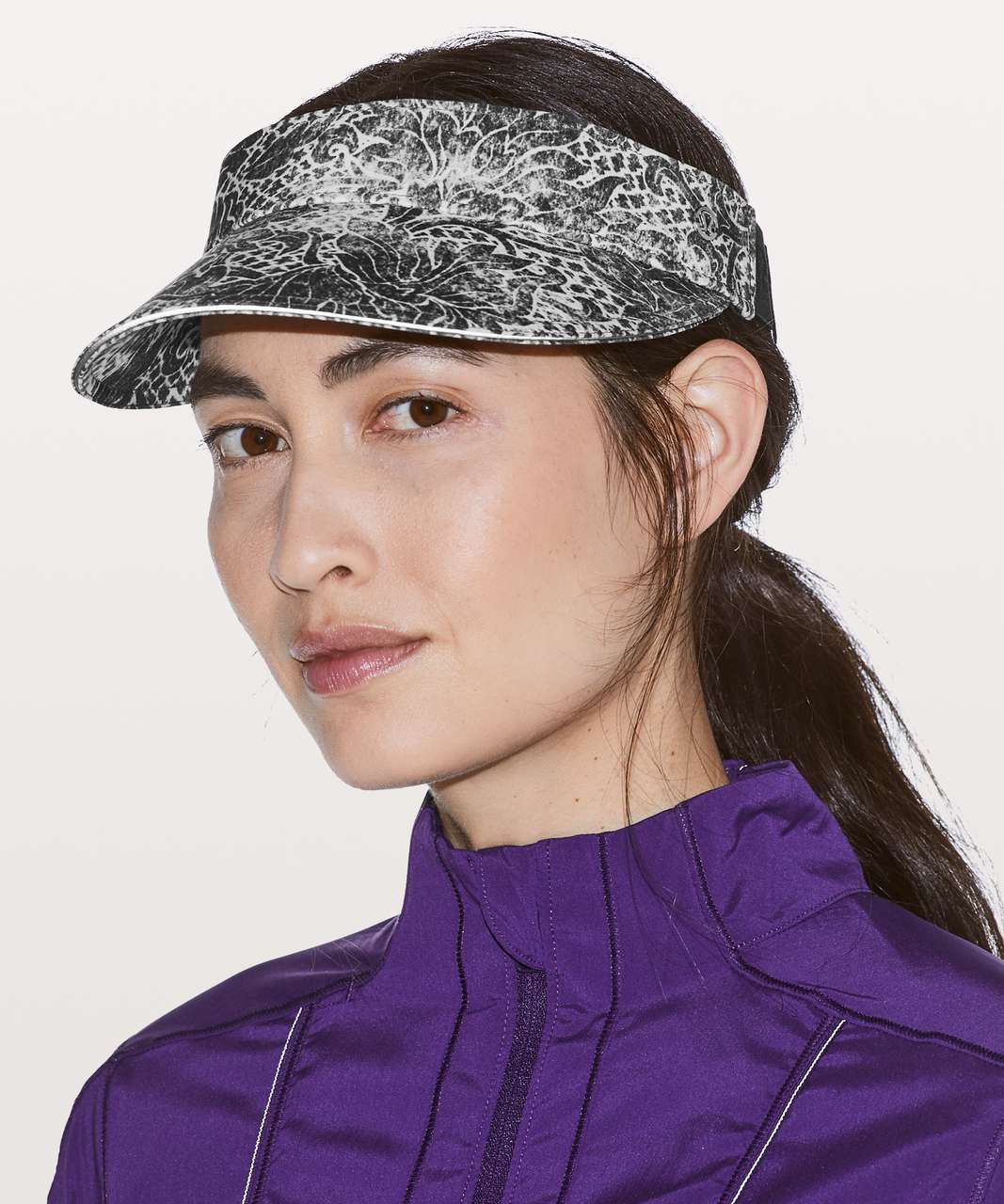 Lululemon Fast Paced Run Visor - Serigraph Alpine White Black Multi