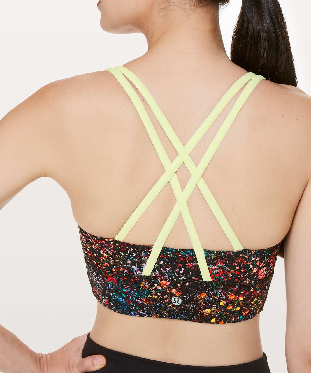 Lululemon Energy Bra *Long Line - Flowerescent Multi / Lemon Ice