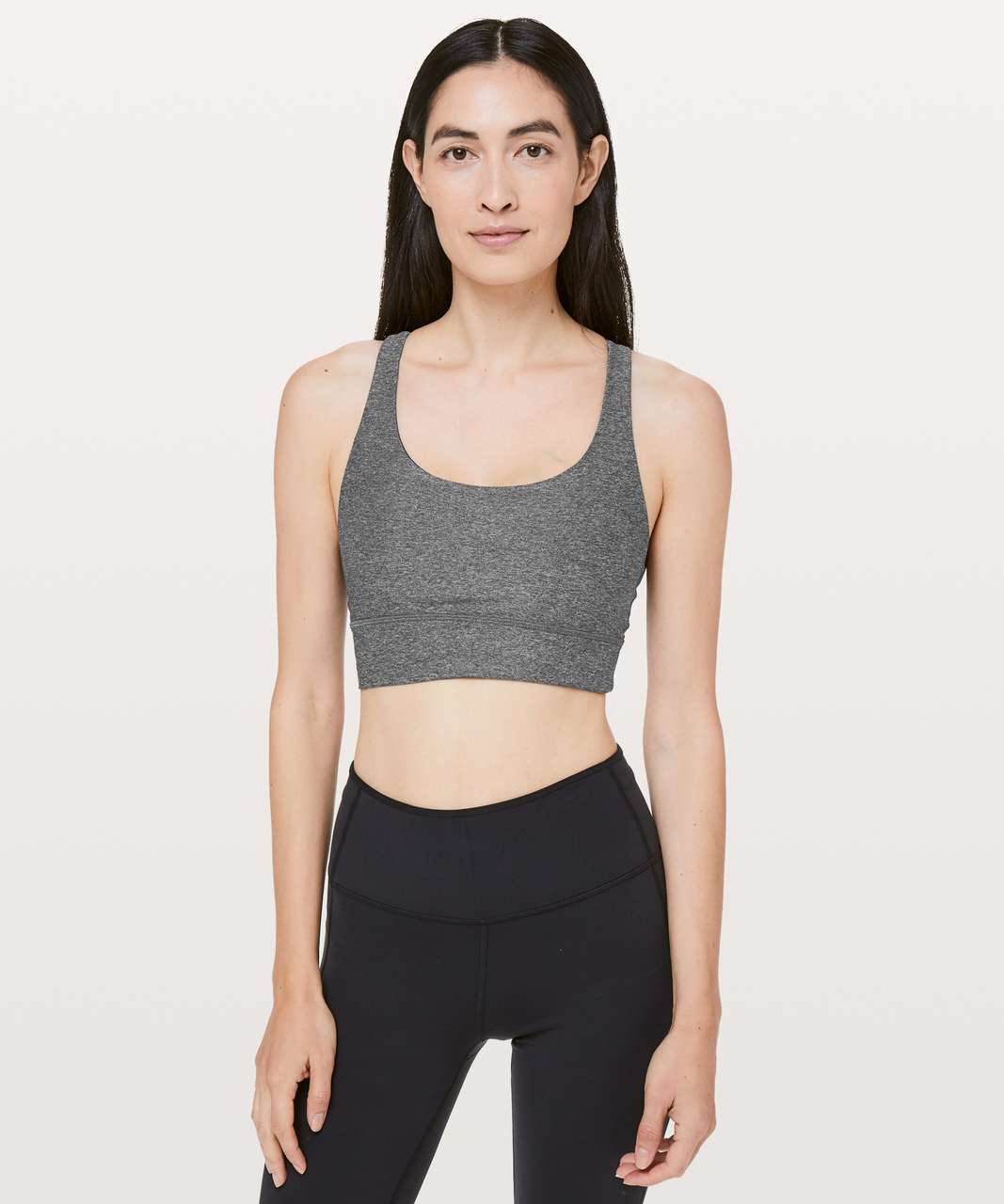 Lululemon Energy Bra *Long Line - Heathered Black - lulu fanatics