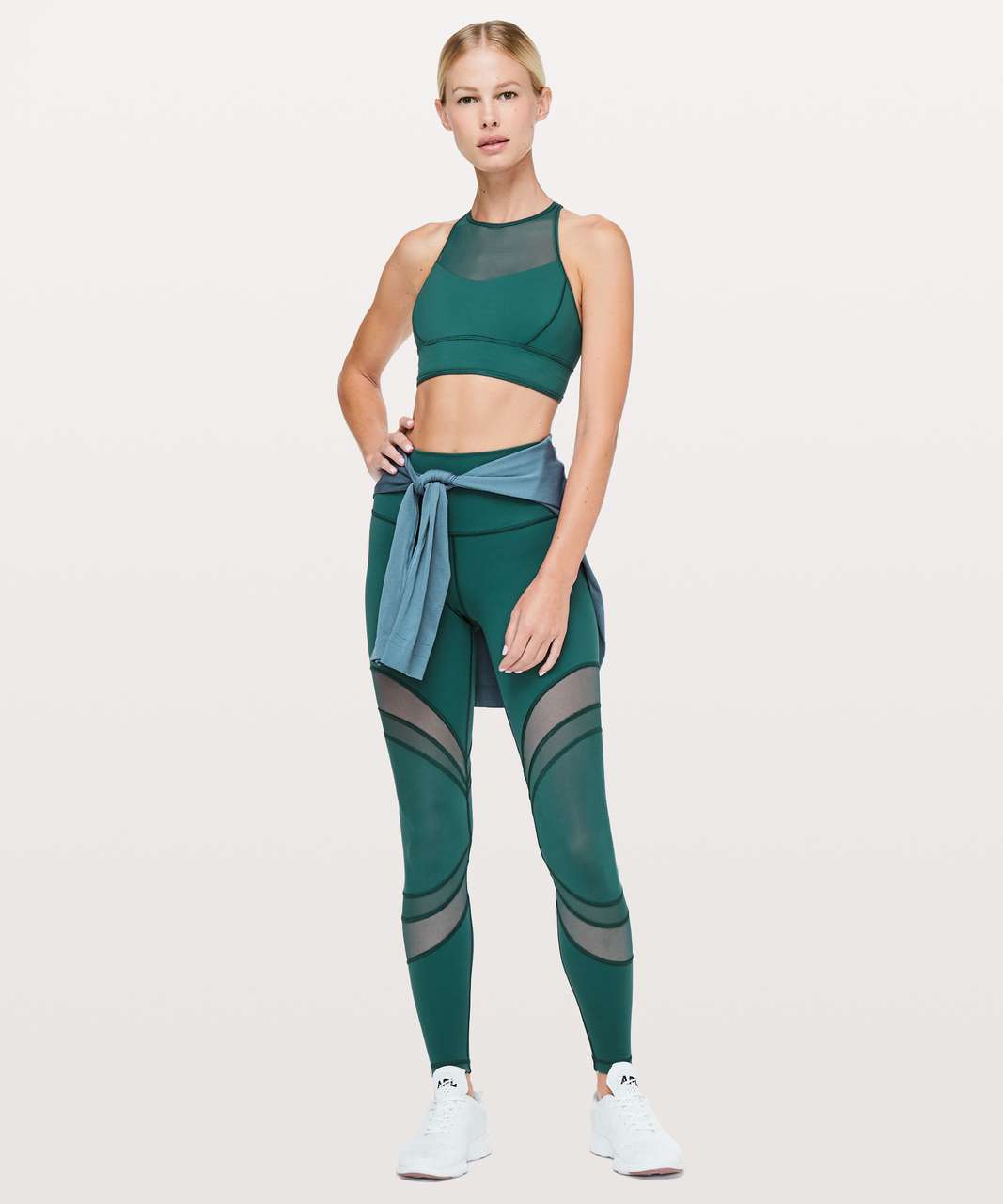 Lululemon Wake & Train Long Line Bra - Green Jasper