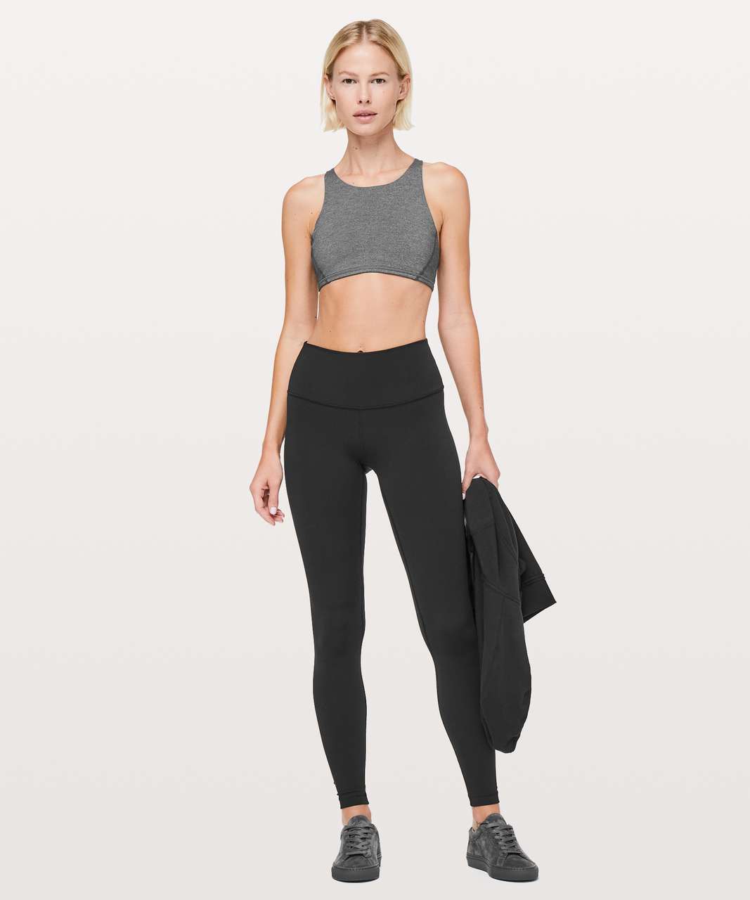 Lululemon Free To Be Bra *High Neck - Heathered Black / Lemon Ice