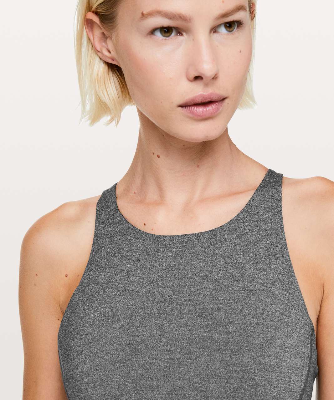 Lululemon Free To Be Bra *High Neck Heathered Black / Lemon Ice