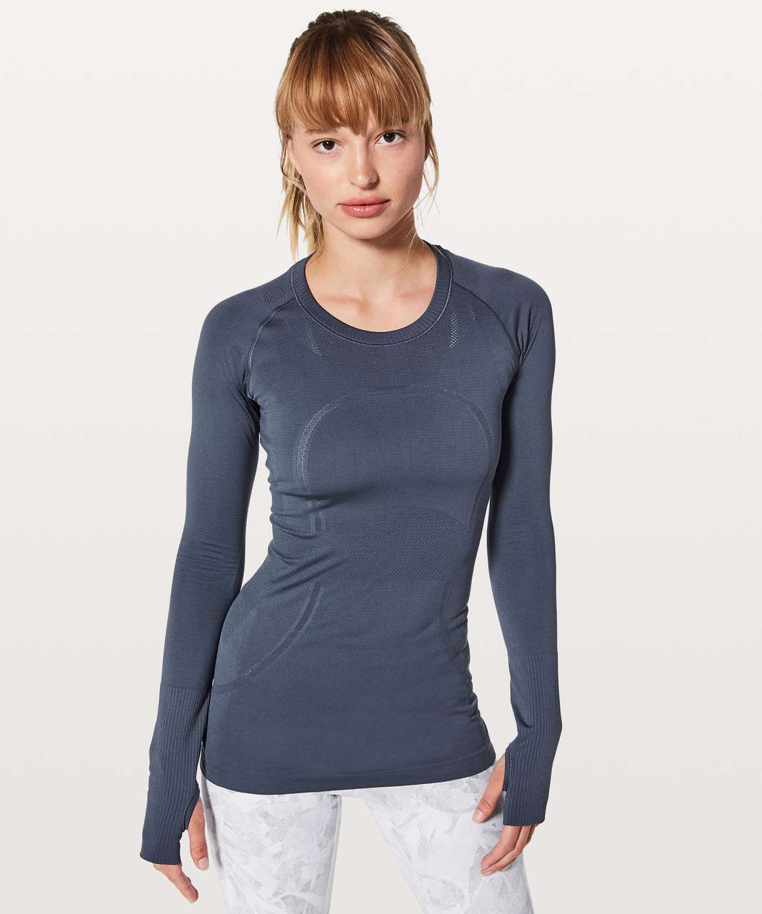 Lululemon Swiftly Tech Long Sleeve Crew - Midnight Navy / Psychic / Black -  lulu fanatics