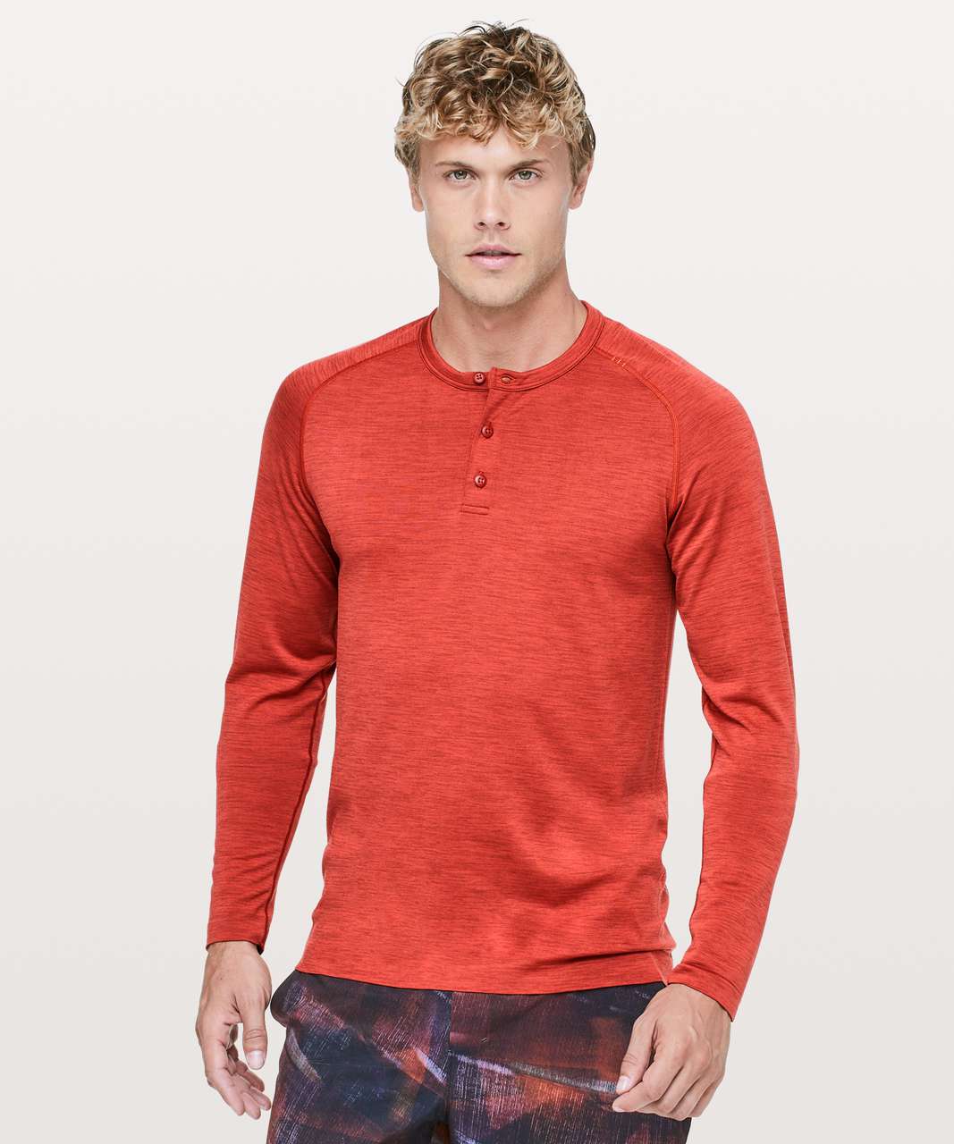 Lululemon Metal Vent Tech Long Sleeve Henley - Magma / Flames