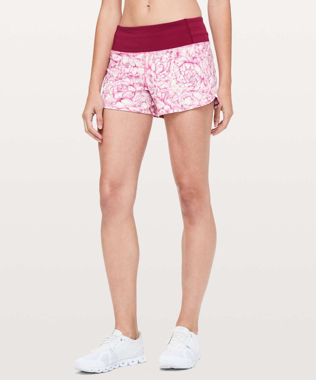 Lululemon Run Times Short II *4" - Floral Bloom White Star Ruby / Star Ruby