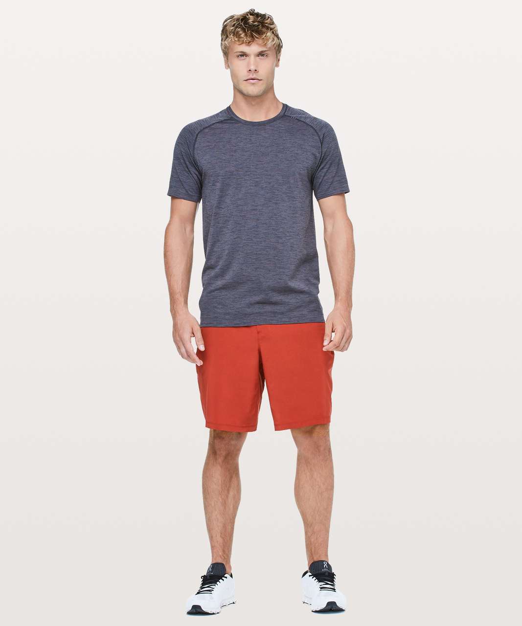 Lululemon Pace Breaker Short Linerless 9 - Heathered Texture Printed Greyt  Deep Coal (First Release) - lulu fanatics